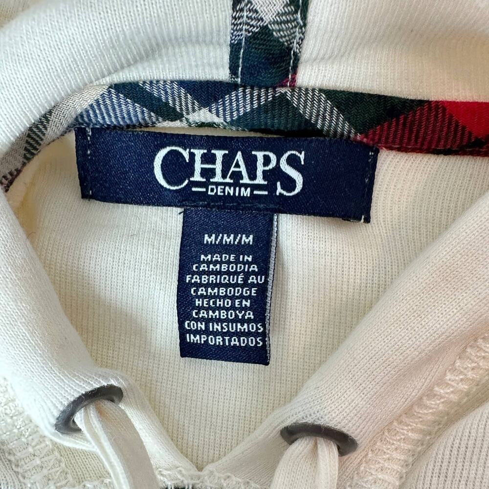 Chaps Plaid Front Lightweight Long Sleeve Tee Shirt Hoodie Women Medium Preppy - Picture 2 of 9